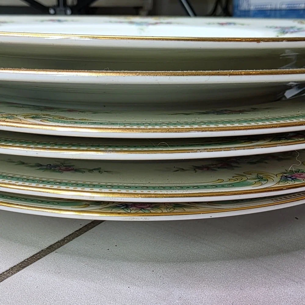 Noritake China Plaza Dinner Plates Set‎ of 5 Vintage Floral Gold Trim Japan 10